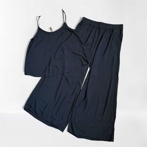 Zenana Lounge Set - Cami Top & Wide Leg Pants in black